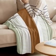 thumbnail image 4 of Throw Blanket for Couch Sage Green Boho Soft Fleece Flannel Blankets Cozy Lightweight Blanket for Home Sofa Living Room Brown Stripes Bohemian Style Bed Throws 50" x 60", 4 of 9