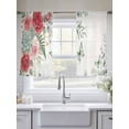 thumbnail image 6 of Spring Roses Sheer Curtains 54 Inches Length 2 Panels Set, Window Sheer Curtains for Living Room/Bedroom, Garden Botanical Leaves Butterflies Light Filtering Rod Pocket Curtain 52''x54''x2, 6 of 8
