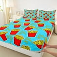 thumbnail image 3 of Homewish Children Teens Cartoon French Fries 4-Piece Full Size Sheets,Funny Fast Food Bed Sheets,Red Yellow Blue Lightweight Sheet Sets,Lightweight Room Decor, 3 of 7