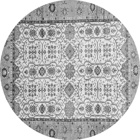 Ahgly Company Indoor Round Abstract Gray Modern Area Rugs, 5' Round