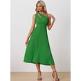 thumbnail image 2 of DARING DIVA Pleated One Shoulder Sleeveless Cocktail Dress M Green, 2 of 6