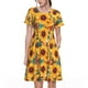 thumbnail image 1 of Easygdp Colorful Bohemian Sunflower para Vestido Transpirable de Mujer, Vestido Suelto de Manga Corta con Pliegues y Bolsillos para el Verano, 1 of 6