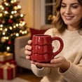 thumbnail image 4 of Christmas Tree Ceramic Mug, Cute Xmas Tree Shaped Coffee Cup, Holiday Drinking Mug for Hot Chocolate Tea Milk Gift for Family Home Party, 4 of 7