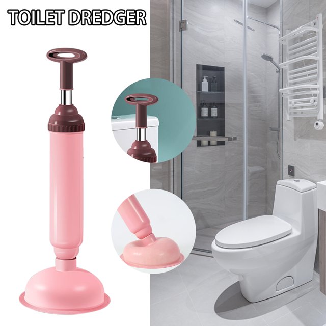 Desatascador De Inodoros Limpiador de alta presión de draga de alcantarillado de émbolo para inodoros manuales para baño (rosa) Hugtrwg Libre de BPA