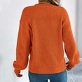 thumbnail image 5 of Wyobmus Round Neck Sweater for Women Casual Solid Color Hollow Sweater Lantern Long Sleeve Pullover Sweater Orange, 5 of 7