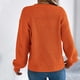 thumbnail image 5 of Suéter de cuello redondo para mujer, moda de invierno, informal, cuello redondo, elegante, color sólido, con volantes, manga larga, suéter, blusa de poliéster para mujer, 5 of 7