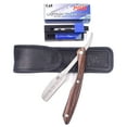 thumbnail image 3 of Kai Kasho Captain Woody Professional Folding Japanese Straight Edge Barbering Razor with Leather Case, Compatible with Feather Artist Club and Kai Captain Blades, 20 Kai Captain Titan Blades Included, 3 of 4