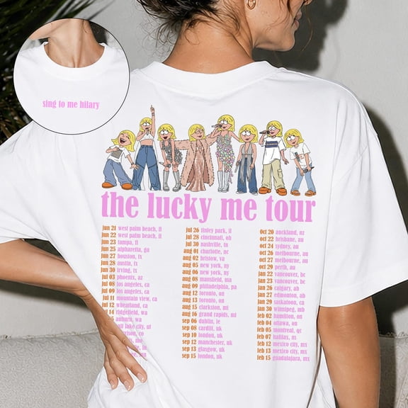 Hilary Duff Lucky Me Tour T-Shirt, Cartoon Lizzie McGuire Tee, Y2K Fan Gift