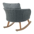 thumbnail image 6 of 29.5" Gray Wicker Rocking Chair with Cushions, Indoor/Outdoor Pe Rattan Chair with Wood Frame for Patio & Living Room, 6 of 6
