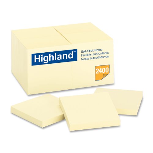 Highland Sticky Notes, 3 x 3 Inches, Yellow, 24 Pack (654924
