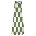 thumbnail image 4 of Green White Check Checkered Long Dress Dress for Women Women's Luxury Party Dress, 4 of 8