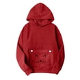 thumbnail image 6 of Womens Tops Long Sleeve Pocket Hooded Printed Sweatshirt,Sweatshirts for Women Red L, 6 of 6