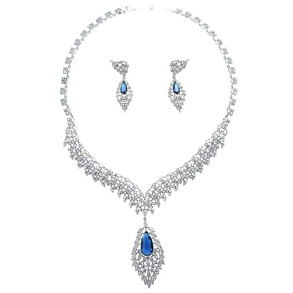 PAENENPH 14K Gold Natural Crystal Jewelry Set for Women,Sparkling Wings Shape Crystal Pendant Necklace and Drop Earrings Set,Fashion Wedding Bridal Jewelry Set