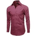 thumbnail image 4 of Men's Classic Fit Long Sleeve Wrinkle Resistant Button Down Premium Dress Shirt (Rose, XL), 4 of 4