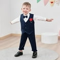 thumbnail image 2 of WESIDOM Toddler Boy Clothes Suit Formal Dress Shirt+Bowtie+Vest+Boutonniere+Suspender Pants Boys Gentleman Outfits Set, 2 of 14