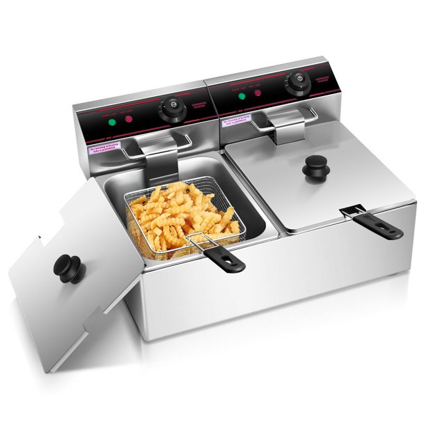 Costway 5000w Electric Countertop Deep Fryer Dual Tank Commercial