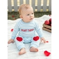 thumbnail image 5 of BemeyourBBs Newborn Baby Boy Girl Valentines Day Outfits Striped Plaid Romper Long Sleeve Crew Neck Heart Letters Embroidery Jumpsuit Cute Fall Winter Spring Clothes, 5 of 9