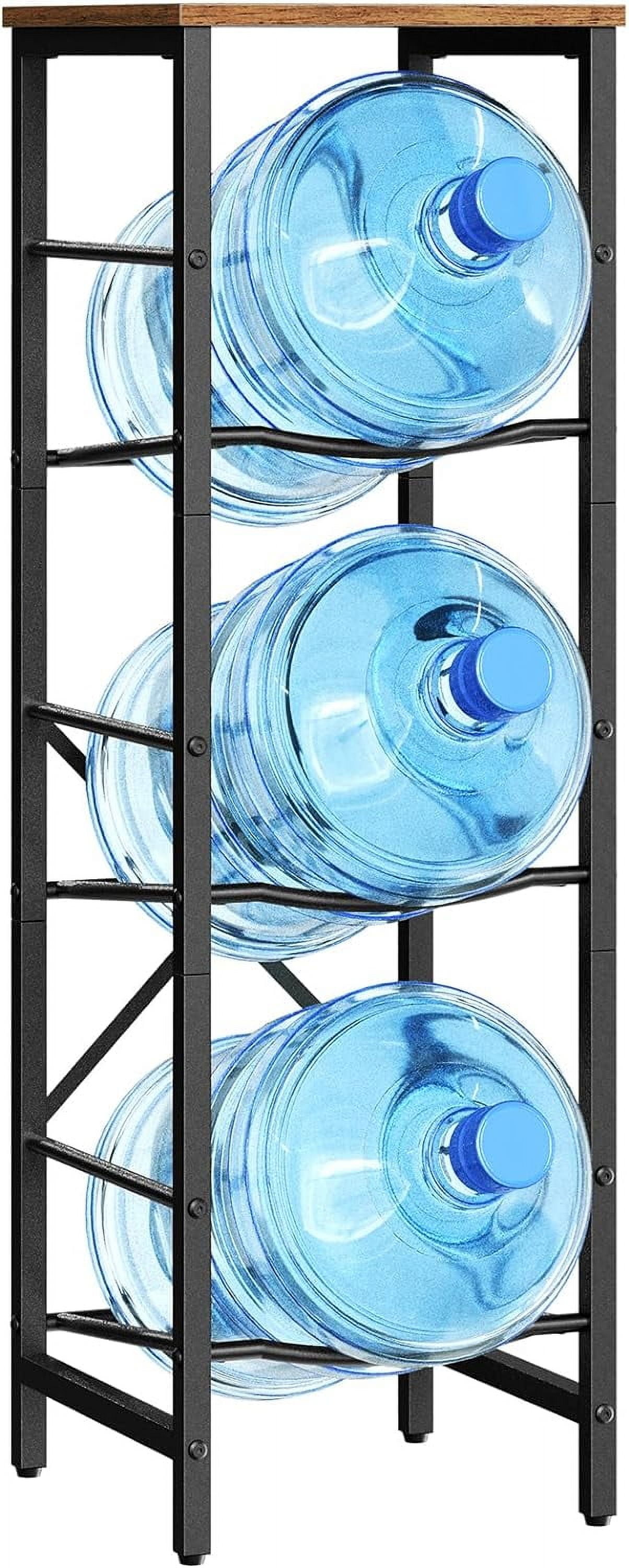 Water Jug Rack, Water Bottle Holder, 5 Gallon Water Jug Rack, 4-Tier Water Cooler Storage Rack, Water Dispenser Stand, for Kitchen, Living Room, Office, Black