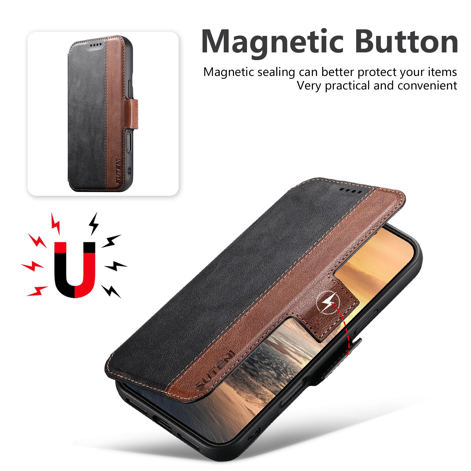 PU Leather for iPhone 17 Pro Max Case, 2 in 1 Detachable Wallet Case with Card Holder, Removable Flip Stand Folio Cover with RFID Blocking Phone Cover [Compatible with MagSafe],Black