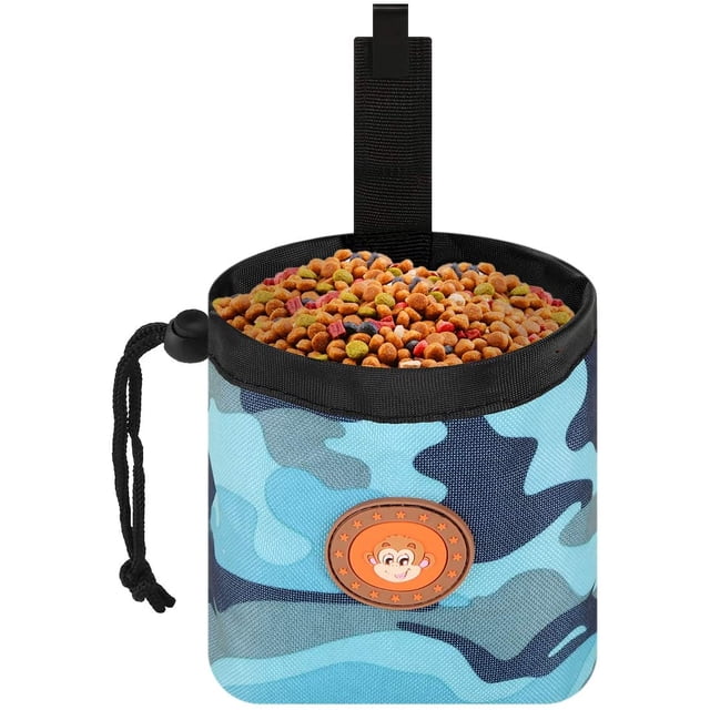 Pochette pour Friandises pour Chien, Sac de Friandises d'Entraînement Portable pour Chien Poche pour Nourriture Pochette pour Animal de Compagnie Sac de Récompense pour Chiot avec Ouverture Croisée sur Poche Zippée pour Emporter Facilement des Sacs à Caca
