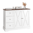 thumbnail image 7 of Modern Farmhouse Sideboard Buffet Cabinet, Storage Cabinet with Doors and 3 Drawers, Coffee Bar Cabinet with Storage for Kitchen, Dining Room, Living Room, 41.3X 15.6X 31.9 Inches, White, 7 of 7