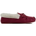 thumbnail image 5 of Snugrugs Womens Wool Lined Moccasin Slippers with Rubber Sole & Wool Cuff - Crimson - US 10, 5 of 7