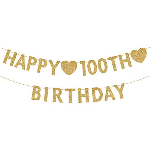Details about   JustParty 100 Years Loved Gold Glitter Banner for Happy 100th Birthday/Weddin...