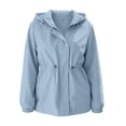 thumbnail image 5 of Jsaierl Women's Water Resistant Hooded Anorak Jacket Snap Button Drawstring Waist Windproof Lightweight Outdoor Rain Coat, 5 of 7