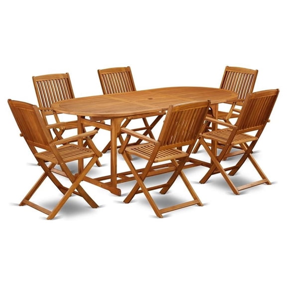 East West Furniture Wooden Patio Set Natural Oil, BSCM7CANA