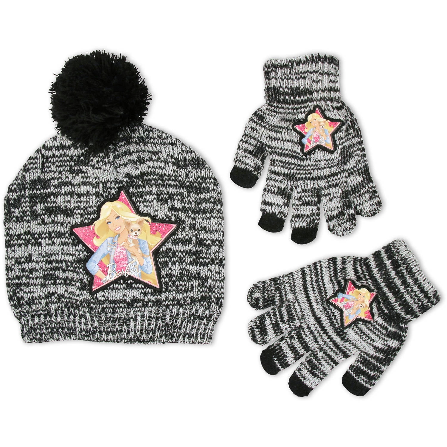 Barbie Girls Bobble Hat and Gloves Set Girl Gifts for Winter Original Barbie Accessories