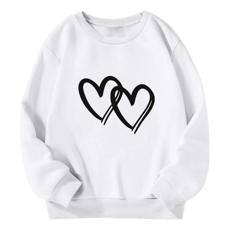 トップス X-girl HEART CREWNECK SWEAT TOP Sweatshirts for Girls 10-12 Heart Print Crew Neck Hoodies