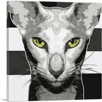 ARTCANVAS Oriental Shorthair Cat Breed Greyscale Canvas Art Print - Size: 18" x 18" (0.75" Deep)