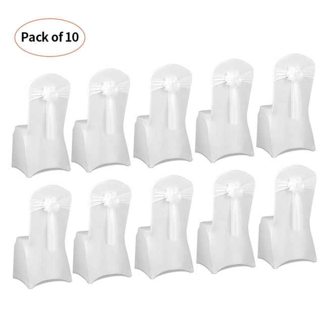 10pcs Wedding Flower Chair Sashes Elastic Spandex Organza Chair Sash