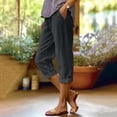 thumbnail image 2 of Enjoytime Capris for Women Solid Color Elastic Waist Straight Leg Trousers Summer Beach Vacation Crop Pants, 2 of 8