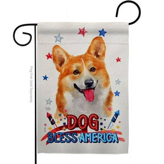 Breeze Decor G120227-BO Patriotic Fawn Corgi Animals Dog 13 x 18.5 in. Double-Sided Decorative Vertical Garden Flags for House Decoration Banner Yard Gift