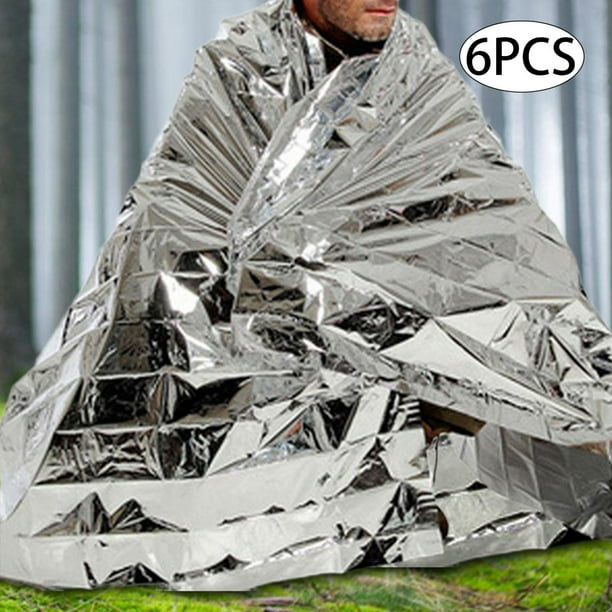 Manta térmica Mylar de 6 uds., manta de supervivencia, manta de aluminio aislante, mantas Mylar, manta espacial para primeros auxilios, equipo de frío 160x210cm