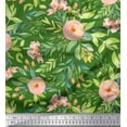 thumbnail image 1 of Soimoi Green Rayon Fabric Leaves & Ranunculus Floral Fabric Prints By Yard 42 Inch Wide, 1 of 3