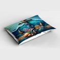 thumbnail image 2 of Ambesonne Nautical Pillow Sham, Anchor Deep Ocean Life, 26" X 20", Sea Blue Amber Teal, 2 of 2
