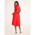 thumbnail image 2 of Free Assembly Women's Cotton Midi Wrap Dress with Short Sleeves, Sizes XS-4X, 2 of 4