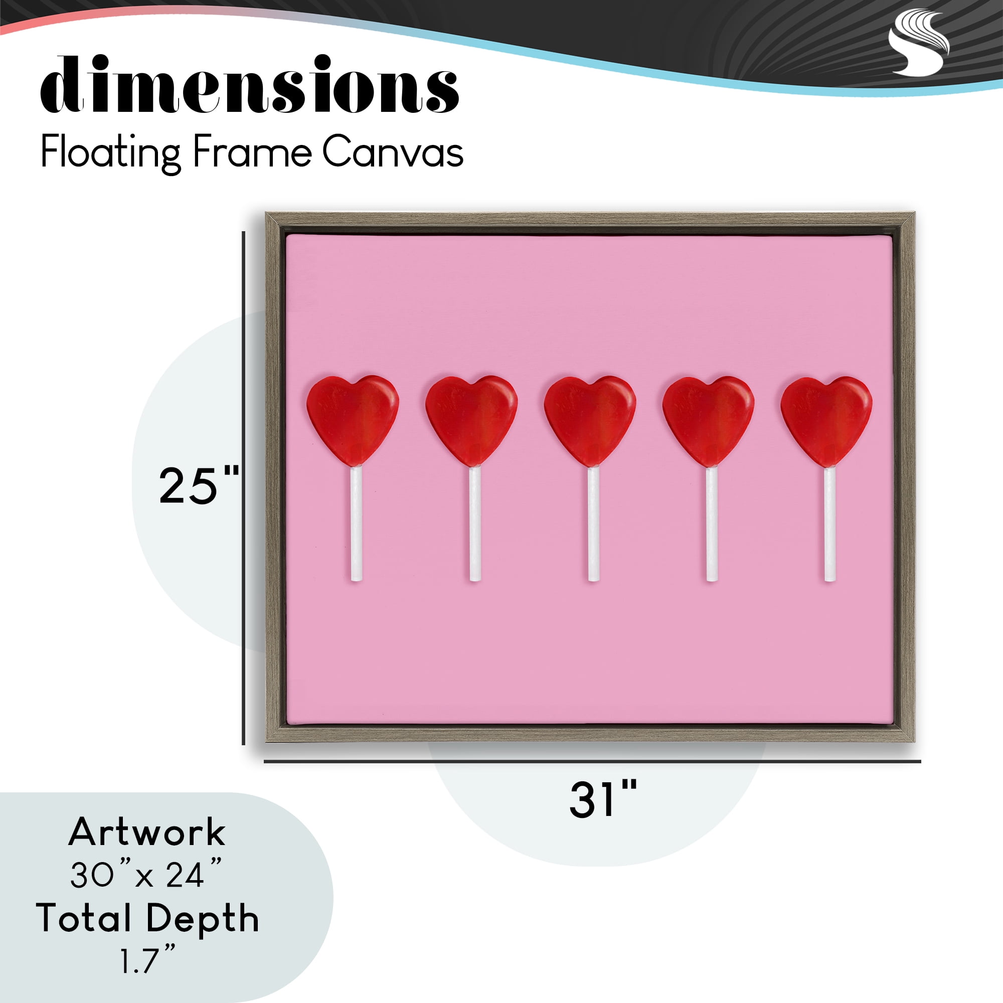 Stupell Industries Valentine's Heart Pops Brown Framed Floater Canvas Wall Art, design by LISH Creative