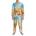 thumbnail image 4 of Bingfone Men'S Pajama Set 2 Piece Loungewear Pjs, Long Sleeve With Pajama Pants-Beach Starfish Shell, 4 of 9