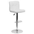 thumbnail image 3 of Home Square 25" to 33" Quilted Bar Stool in White with Chrome Base - Set of 2, 3 of 6