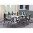 thumbnail image 2 of White Marble 7 piece Dining Set with Silver Stainless Steel Base, 2 of 4