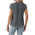 thumbnail image 3 of QATAINLAV Womens 2025 Summer Chiffon T Shirts Casual Button V Neck Henley Shirts Solid Color Tulip Hem Short Sleeve Blouse Tops Gray XL, 3 of 6
