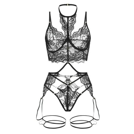 

Lovehome Women Lingerie Lace Underwear Sleepwear G-string Pajamas Bra Garter Thong