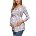 thumbnail image 6 of asdoklhq Maternity Clothes for Women,Flowers Leaf Print Long Sleeve Waistband Maternity Breastfeeding Clothe Top, 6 of 9