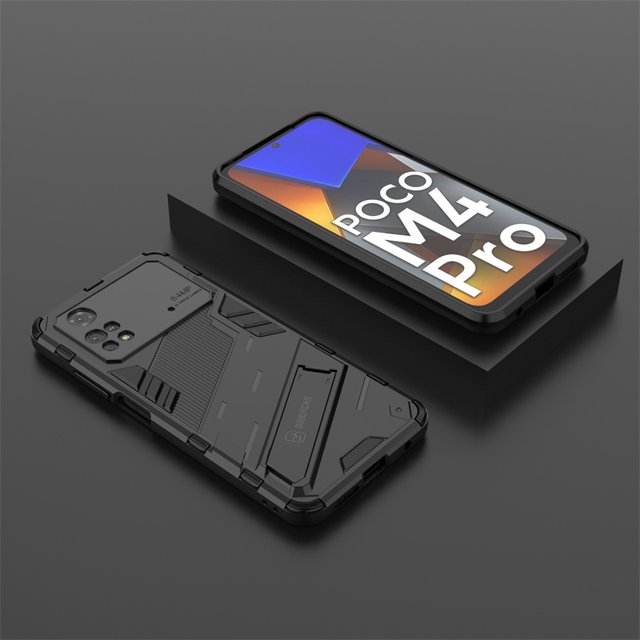For Xiaomi Poco M4 Pro 4G Case Magnetic Stand Holder Armor Back Cover For Poco Poko Pocco Little M4Pro M 4 Pro 4Pro M4 Pro Cases Black For Poco M4 Pro 4G