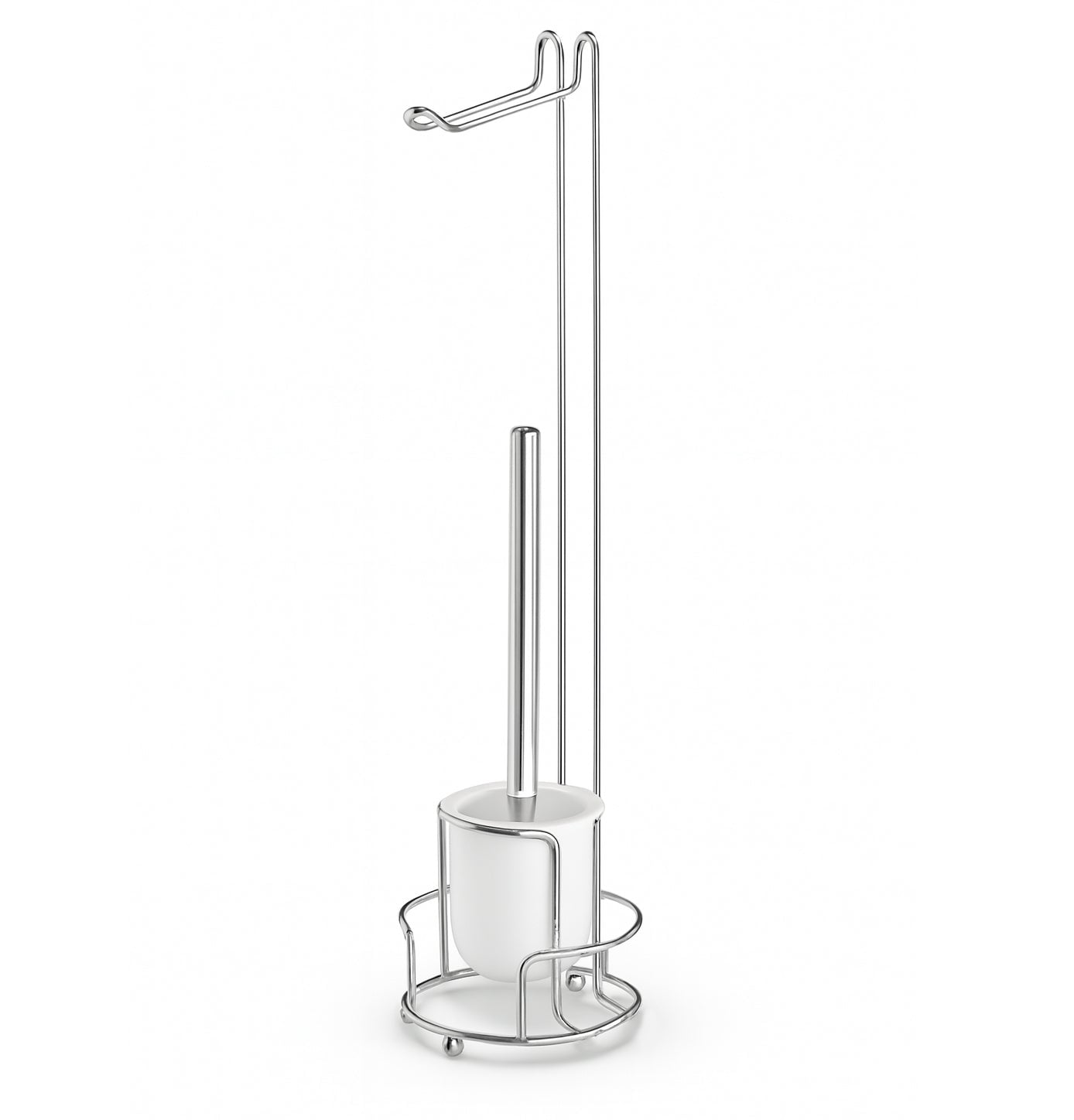 24" Tall - Toilet Paper Holder Stand With Toilet Brush