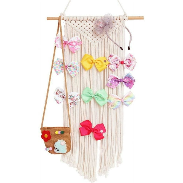 Soporte para lazo para el pelo, gancho para el pelo, organizador de almacenamiento para diadema para habitación de bebé, guardería, decoración de pared bohemia (clips y otros accesorios no incluidos) Zhivalor HMHZ692