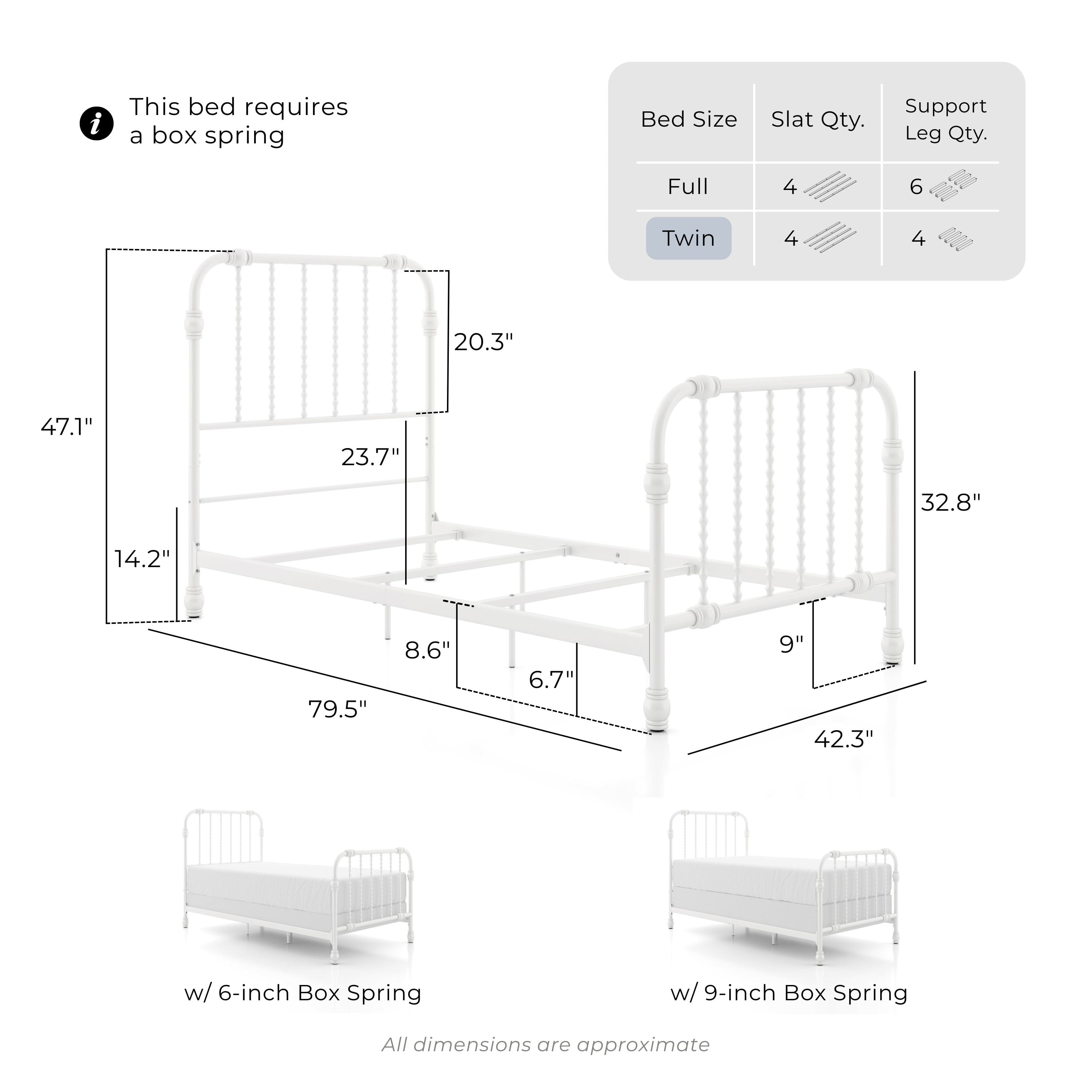 Furniture of America Wren Metal Bed, Twin Size, White